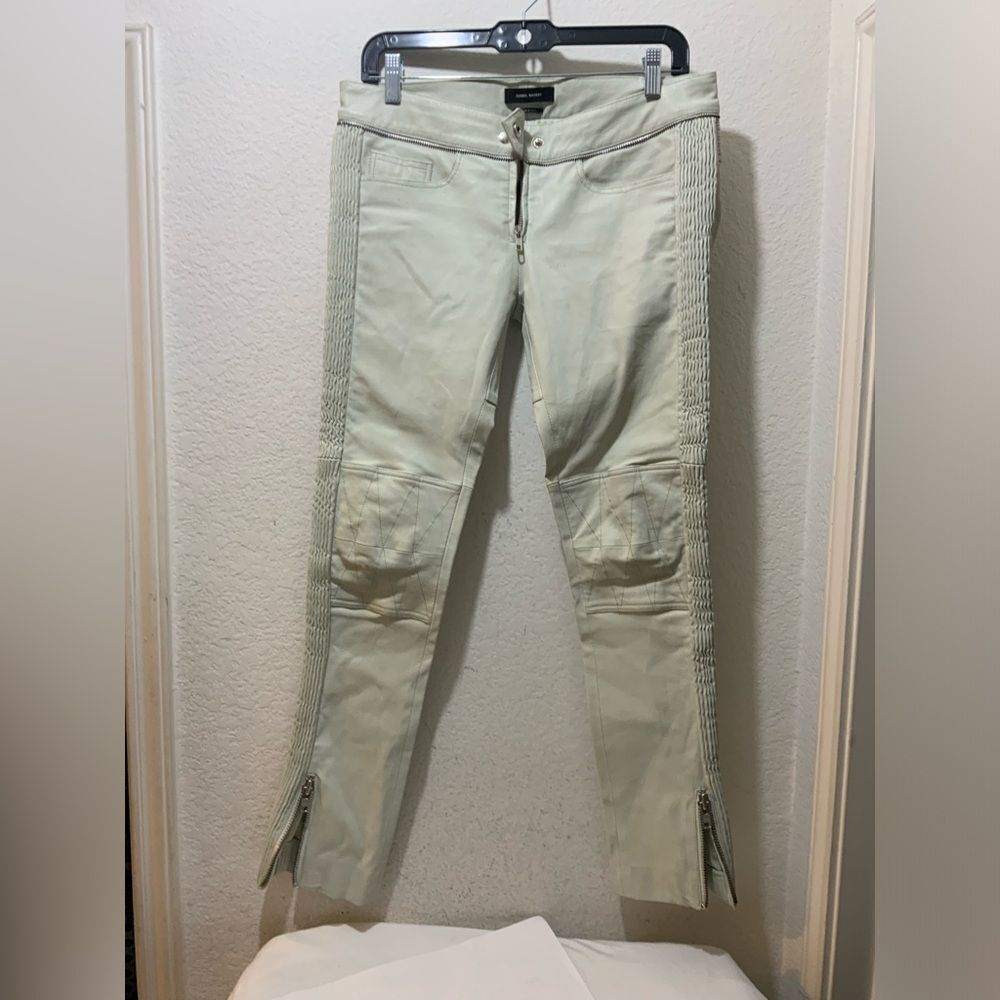 ISABEL MARANT gray  Lambskin Leather skinny Leg Pants 36 US 4